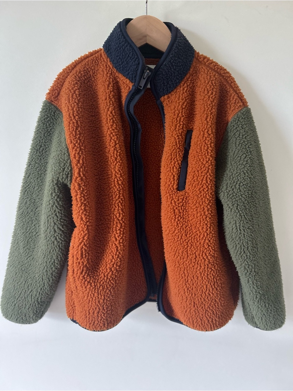 Old Navy Orange Sherpa Jacket with Green Sleeves